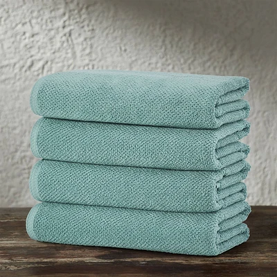 4pc Cotton Popcorn Textured Bath Towel Set Mineral Blue - Isla Jade