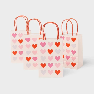 Valentines Day 4pk XS Gift Bags Multicolor Heart on Pink - Spritz