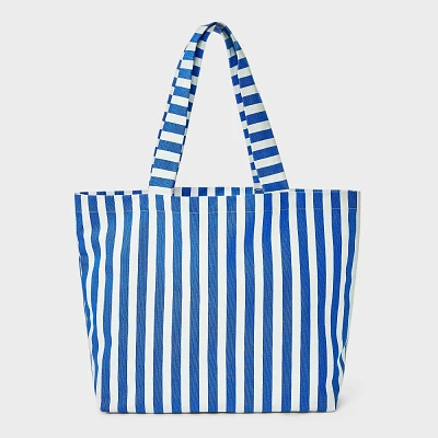 Canvas Beach Striped Tote Bag