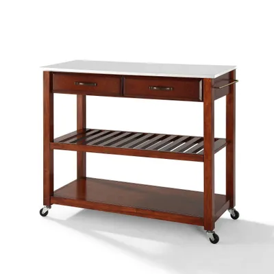 Granite Top Kitchen Prep Cart - Crosley: Storage