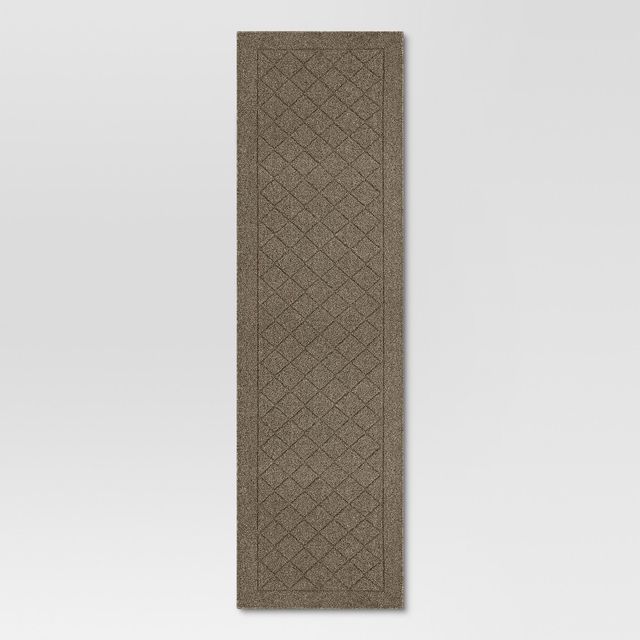 2x7 Washable Runner Diamond Clarkson Tufted and Hooked Rug Tan - Threshold: Indoor Entryway Carpet, Skid-Resistant