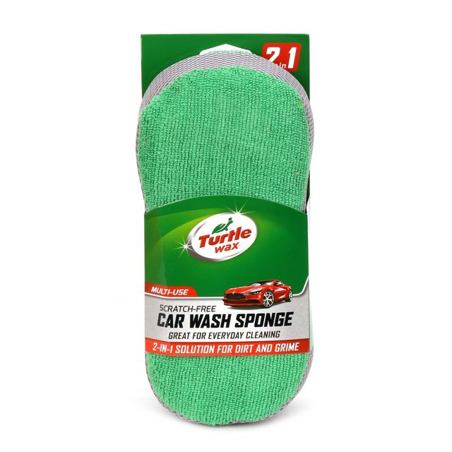 Turtle Wax 2-in-1 Microfiber Wash/Scrub Sponge: Automotive Cleaning Tool for Cars, Trucks, Motorcycles & Boats