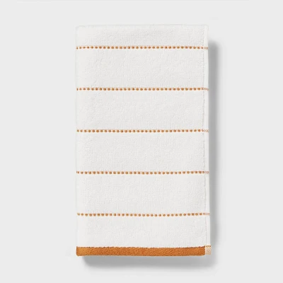 1pc Modern Pinstriped Hand Towel White/Yellow - Threshold