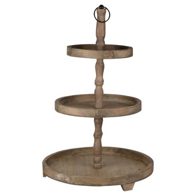 Woodruff 3-Tier Round Serving Tray - A&B Home: Durable Wood, Distressed Design, Decorative Platters