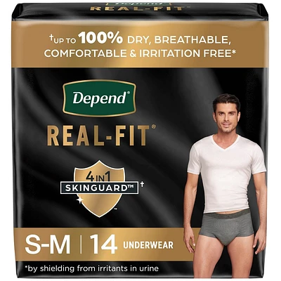 Depend Real Fit Incontinence Convenience Pack Underwear for Men - S/M - Gray - 14ct