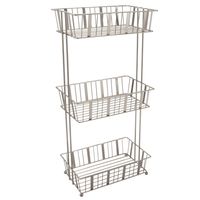 Three Tier Aristo Spa Tower Silver - Laura Ashley: Metal Freestanding Bath Organizer, 23.23 Height