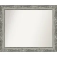 33 x 27 Non-Beveled Waveline Silver Narrow Wall Mirror - Amanti Art
