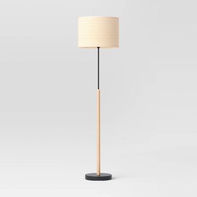 Stick Floor Lamp with Woven Paper Shade & Metal Accents - Threshold