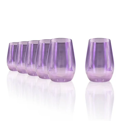 Stolzle Lausitz Set of 6 15.75oz Mirrors Tumbler Glasses Violet