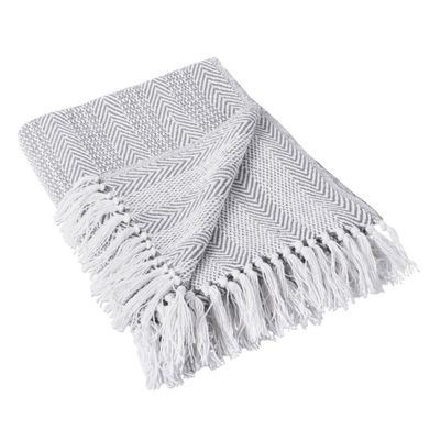 50x60 Herringbone Striped Throw Blanket - Design Imports: Cotton, Woven