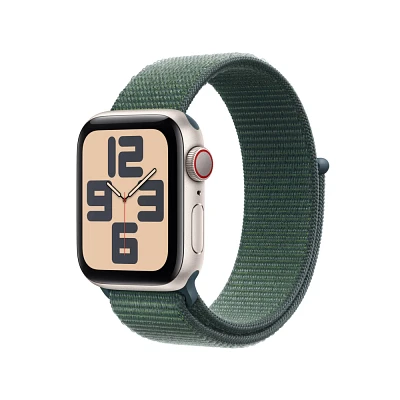 Apple Watch SE GPS (2024) 40mm Starlight Aluminum Case with Lake Green Sport Loop