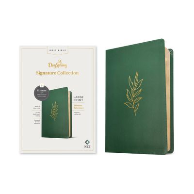 NLT Large Print Thinline Reference Bible, Filament-Enabled Edition (Leatherlike, Evergreen, Red Letter) - (Leather Bound)