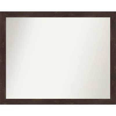 Amanti Art 31 x 25 Non-Beveled Fresco Wood Bathroom Wall Mirror Dark Walnut Brown : Modern Rectangle, Wall Mount