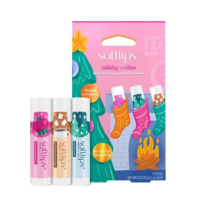 Softlips Moisturising Natural Lip Balm - Holiday Edition Gift Box - Cozy Home - 3ct