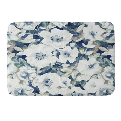 Deny Designs Jacqueline Maldonado Textural Botanical Watercolor Memory Foam Bath Mat Blue