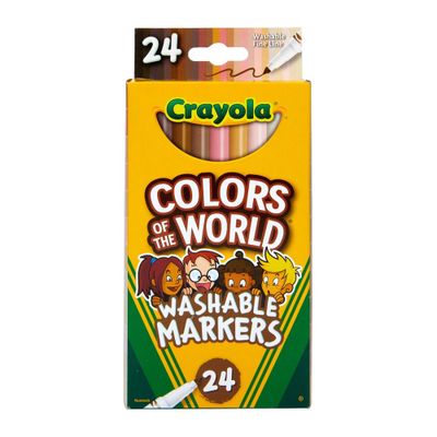 Crayola 24ct Colors of the World Fine Line Washable Markers: Back to School Supplies for Teachers and Kids, Coloring Markers