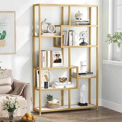 LITTLE TREE 70.86 5 Tier Etagere Bookcase White/Gold