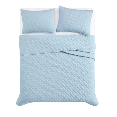 Cannon 3pc King Percale Quilt Set Light Blue