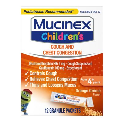 Mucinex Childrens Cough & Chest Congestion Medicine - Orange Creme Mini Melts - 12 ct