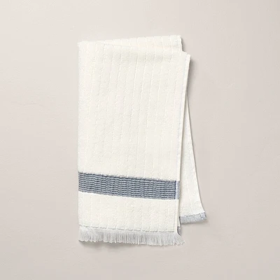 Textured Stripe Terry Hand Towel with Fringe Blue/Cream - Hearth & Hand with Magnolia