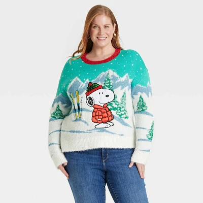 Womens Snoopy Puffer Jacket Festive Graphic Sweater