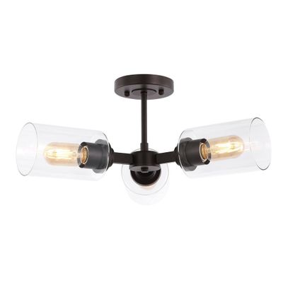 20 LED 3-Light Jaymes Industrial Iron Cylinder Pendant Oil Rubbed Bronze/Clear - JONATHAN Y