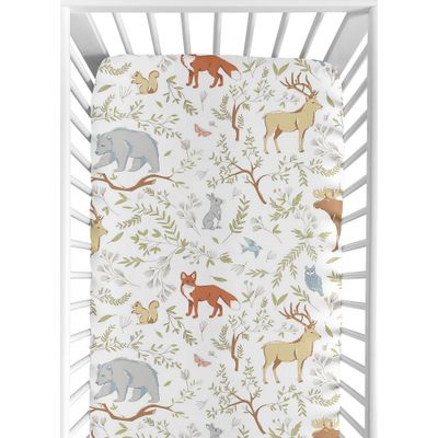 Sweet Jojo Designs Fitted Crib Sheet - Woodland Toile - Animal Print