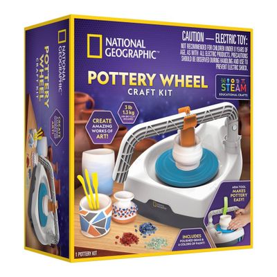 Explorer Series Pottery Wheel - National Geographic: Kids & Beginners Craft Kit, Includes Tools & Clay, Ages 8+