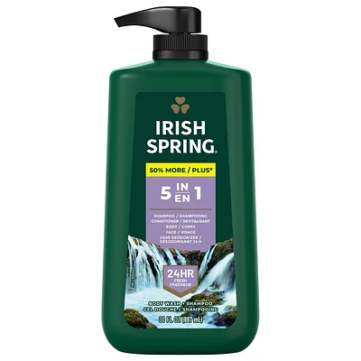 Irish Spring 5-in-1 Body Wash Pump for Men - Fresh Scent - 30 fl oz