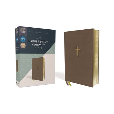 Niv, Larger Print Compact Bible, Leathersoft, Brown, Red Letter, Comfort Print - by Zondervan (Leather Bound)