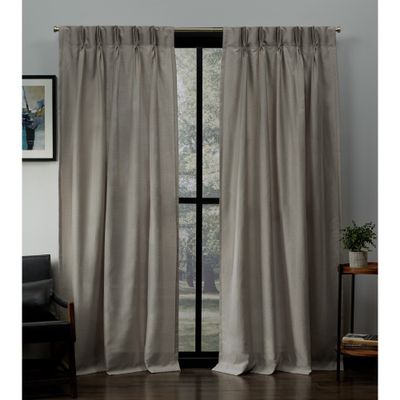 Set of 2 (96x54) Loha Linen Pinch Pleat Window Curtain Panel Beige - Exclusive Home: Mid-Century Modern, Light Filtering