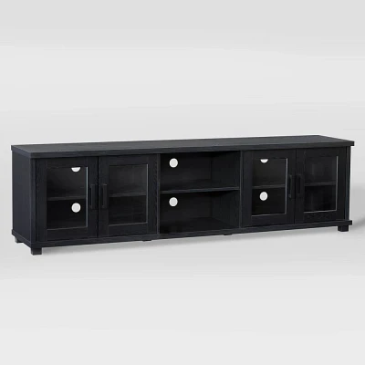 CorLiving Fremont TV Stand for TVs up to 95 with Glass Cabinets : Media Console, 90 Compatibility, Adjustable Storage