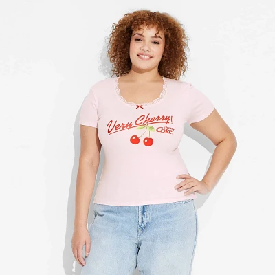 Womens Very Cherry Coke Cap Sleeve Graphic Baby T-Shirt