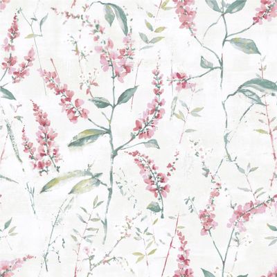 RoomMates Floral Sprig Peel and Stick Wallpaper Pink: Removable Vinyl Botanical Self-Adhesive, 28.2 Sq Ft Coverage