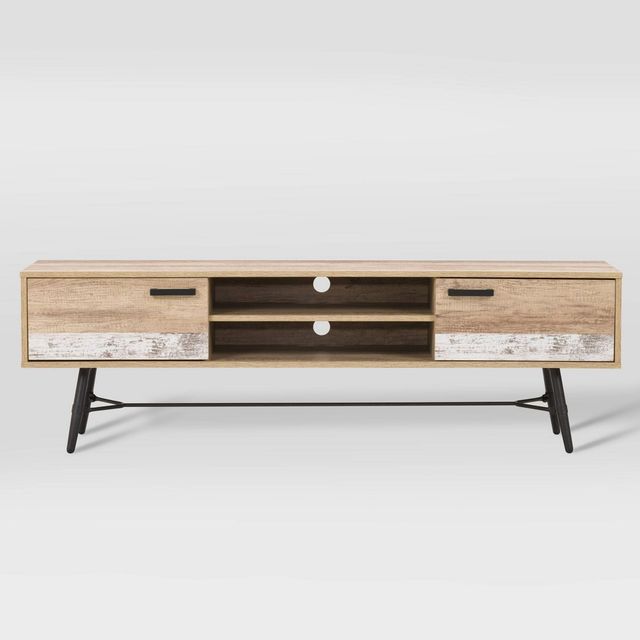 Aurora Duotone TV Stand for TVs up to 80 - CorLiving: Media Console with Open Shelves