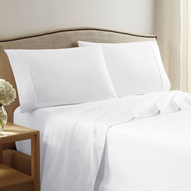 Full 400 Thread Count Sateen Solid Sheet Set White - Martex