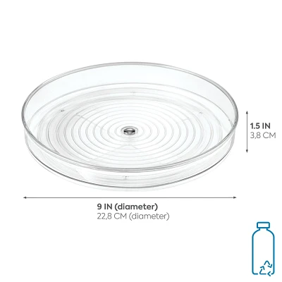 iDESIGN Linus Turntable Kitchen Organizer: Clear Plastic Storage for Kitchen Cabinets, 9 Diameter, 2-Piece Set