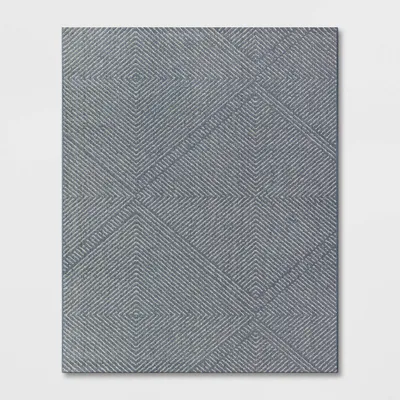 710x10 Diamond Indoor/Outdoor Rug Navy/Natural - Threshold: Weather-Resistant Polypropylene, UV Protected