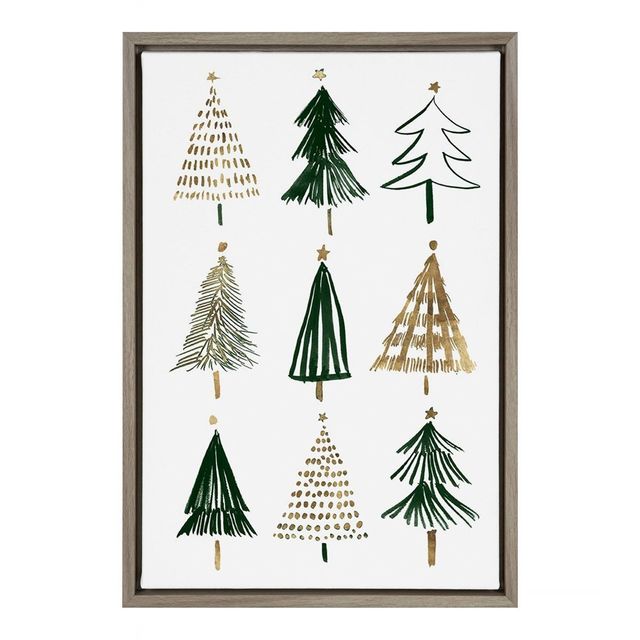 16 x 23 Evergreens I Framed Canvas Wall Art - Amanti Art: Isabelle Z, Modern Decor, Vertical Layout