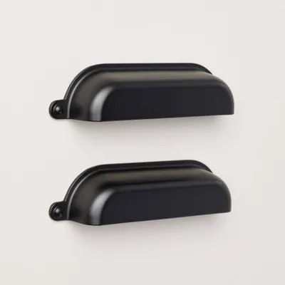 3.75 Vintage Library Drawer Bin Pulls Matte Black (Set of 2) - Hearth & Hand with Magnolia: Zinc Alloy Cabinet Hardware