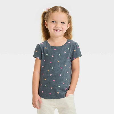 Toddler Girl Butterflie Printed Short Sleeve T-Shirt