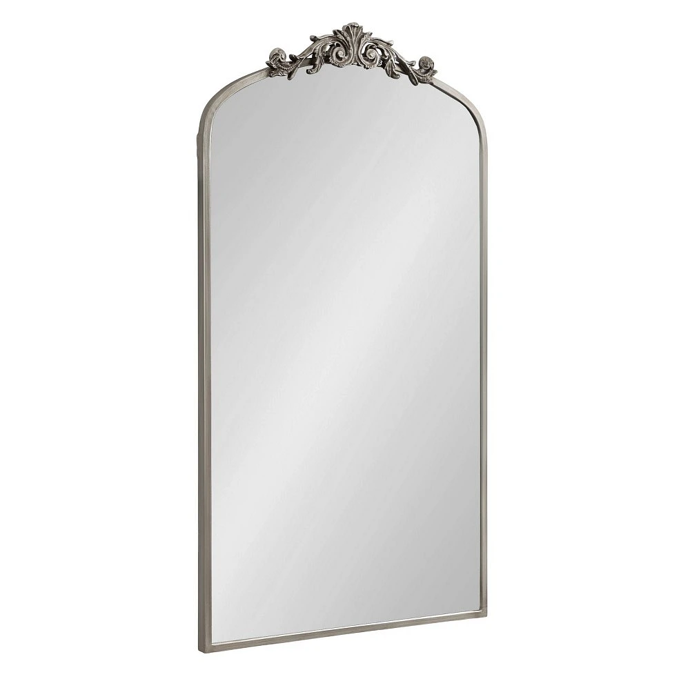 Kate & Laurel All Things Decor 24x42 Arendahl Traditional Arch Mirror Silver: Baroque-Inspired, Resin Garland, No Assembly Required