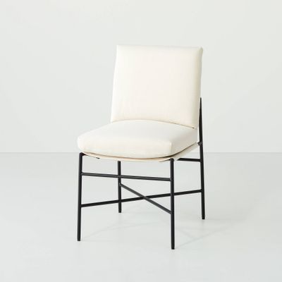 Fabric & Metal Armless Dining Chair - Cream/Black - Hearth & Hand with Magnolia