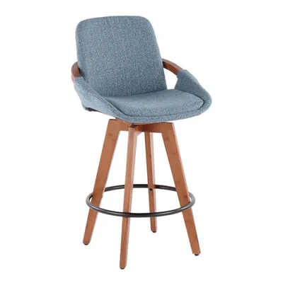 Cosmo Mid-Century Modern Modern Counter Height Barstool /Blue - LumiSource