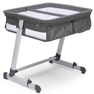 Delta Children Simmons Kids By The Bed City Sleeper Bassinet for Twins - Gray