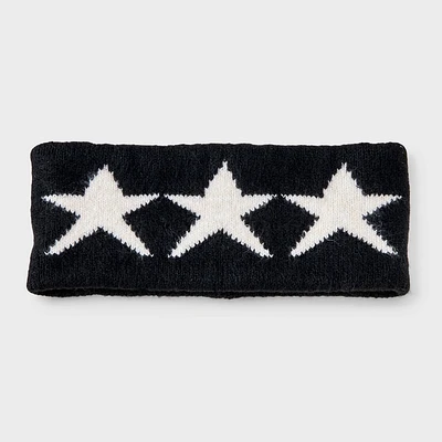 Girls Knitted Jacquard Headband - art class Black/White