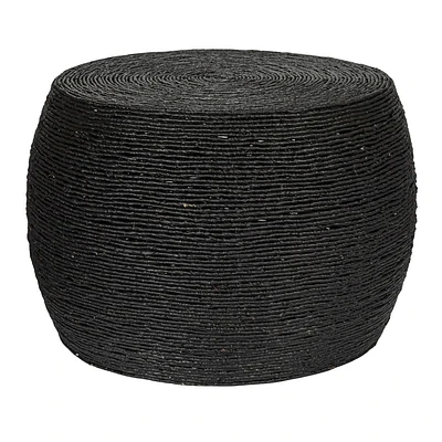 Storied Home Round Rope Barrel Coffee Table Black