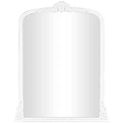 Olivia & May 35x27 Wooden Arched Wall Mirror with Scroll Details White