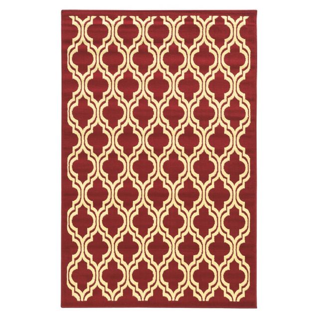 66x96 Capri Quatrafoil Rug Off White/Red - Linon