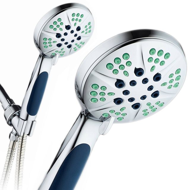 Six Setting High Pressure Ultra Luxury Handheld Shower Head Chrome - Hotelspa Notilus: ABS & Brass, 5ft Hose, 2.5 GPM